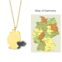 Custom shape 18K Gold PlatedJewelry Country Map Necklace Germany  Map Necklace