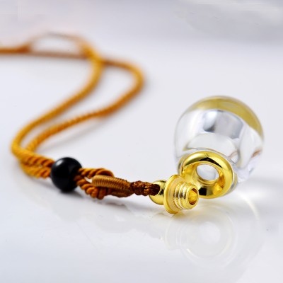 Multi-Kind transparent quartz round drop shape  essential oil bottle ashes pendant necklace for wishing