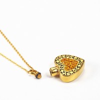 18k gold plated heart stainless steel pendant  cremation jewelry necklace