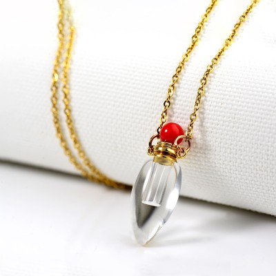 Diamond sliver gold plated chain perfume bottles pendant necklace perfume women