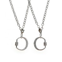 Factory Wholesale Stainless Steel Necklace Chain Crystal Rhinestone Round Shape Charms Necklace