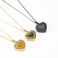 Amulte  heart shape diamond open ashes stainless steel pendant necklace cremation necklace