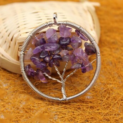 Birth Stone Tree Life Metal Pendant Life Tree Hanging Tree Necklace Pendant