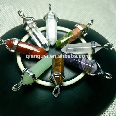 Delicate Raw Crystal Long Point Keychain Pendant Rock Crystal Key Chains pendant